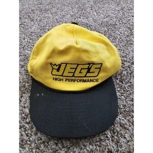 Vtg JEGS High Performance Snapback Yellow Black Mohr OSFM